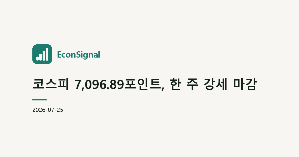 코스피 7,096.89포인트, 한 주 강세 마감