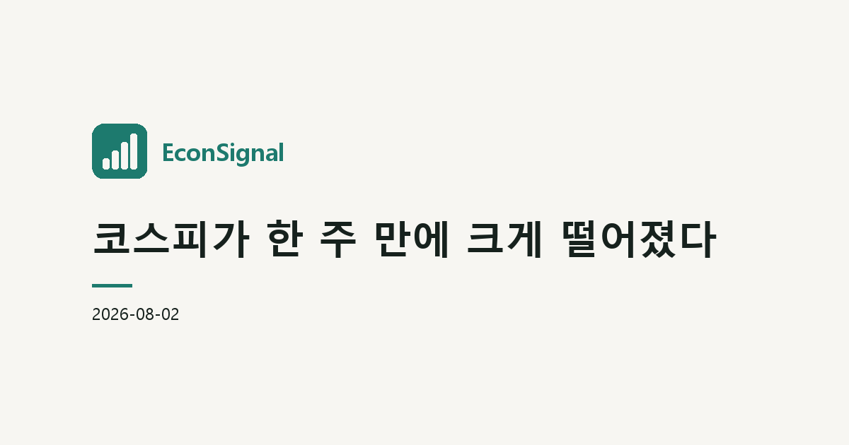 코스피가 한 주 만에 크게 떨어졌다