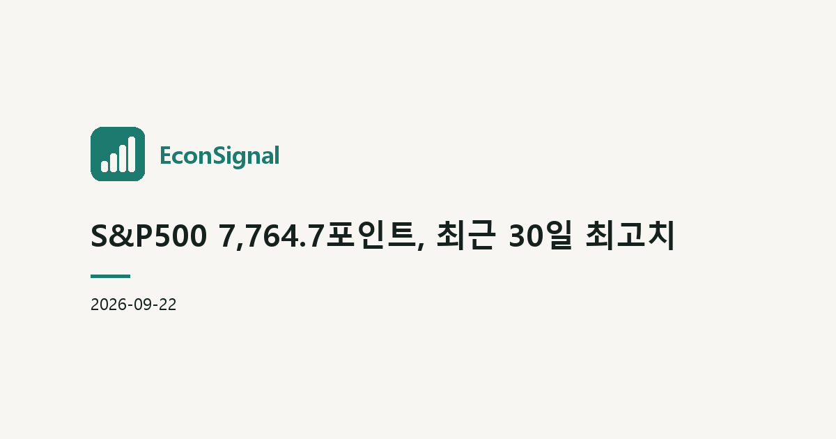 S&P500 7,764.7포인트, 최근 30일 최고치