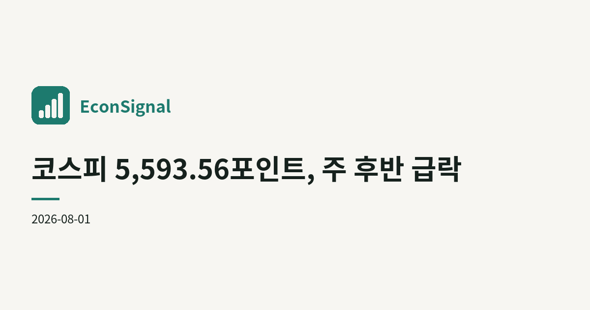 코스피 5,593.56포인트, 주 후반 급락