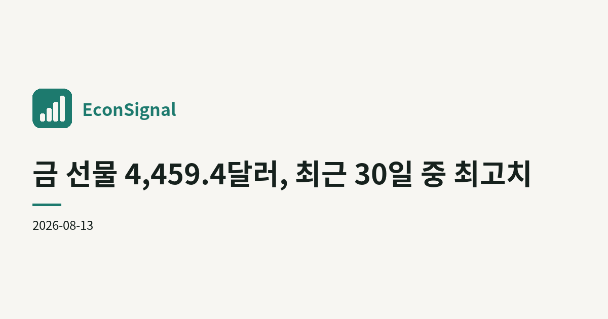 금 선물 4,459.4달러, 최근 30일 중 최고치