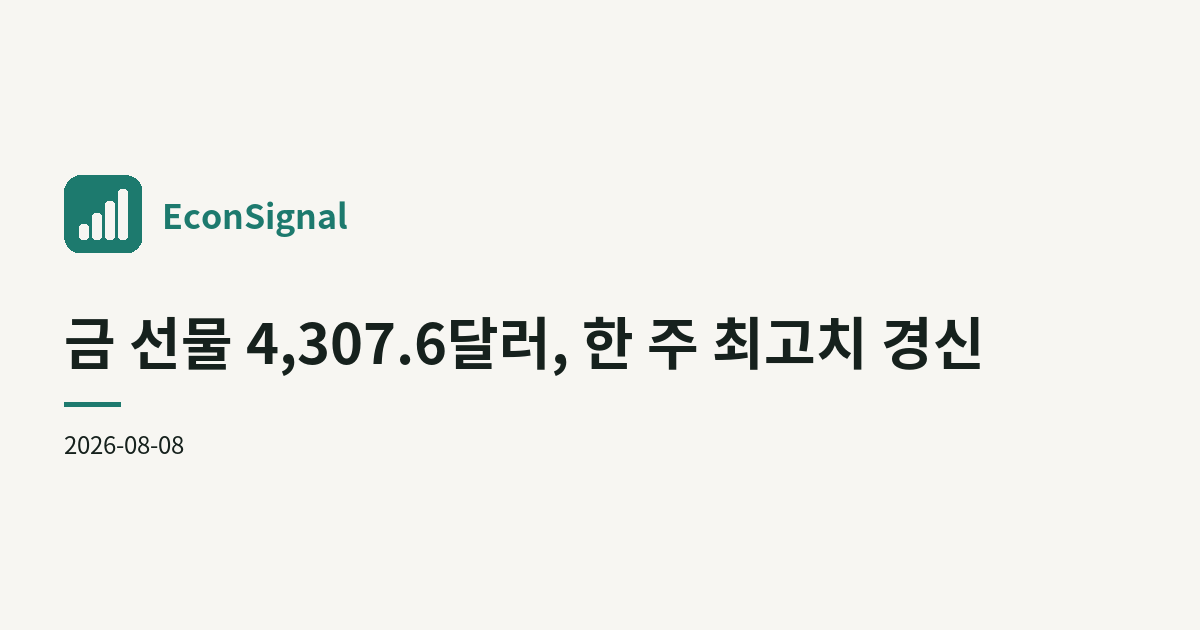 금 선물 4,307.6달러, 한 주 최고치 경신