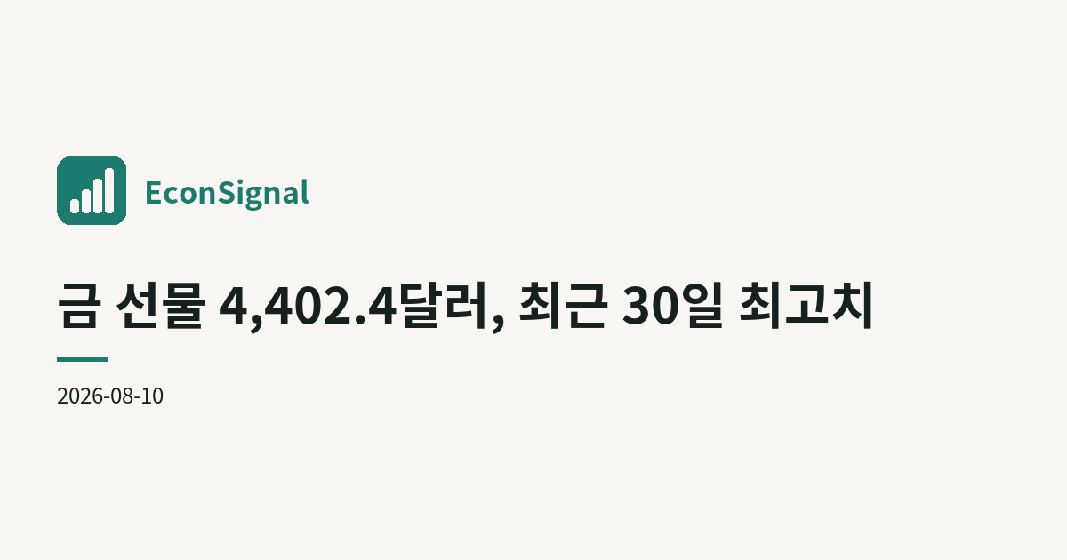 금 선물 4,402.4달러, 최근 30일 최고치