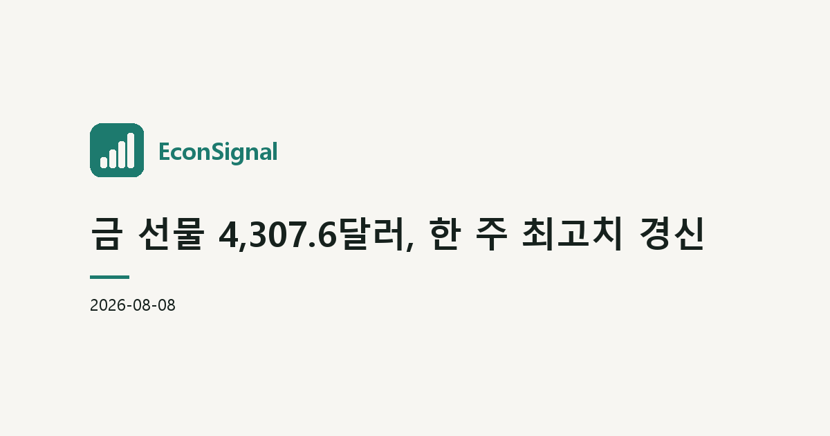 금 선물 4,307.6달러, 한 주 최고치 경신