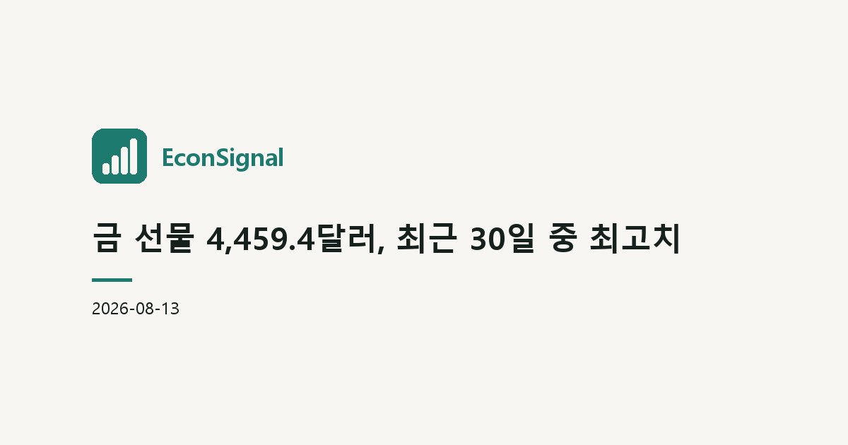 금 선물 4,459.4달러, 최근 30일 중 최고치