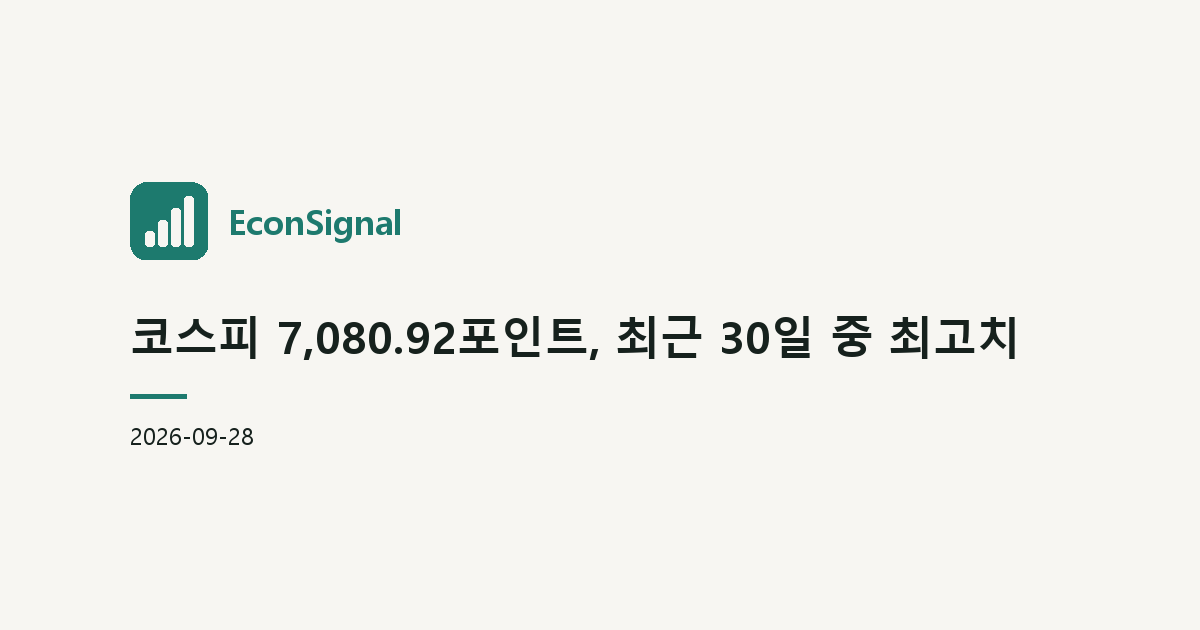 코스피 7,080.92포인트, 최근 30일 중 최고치